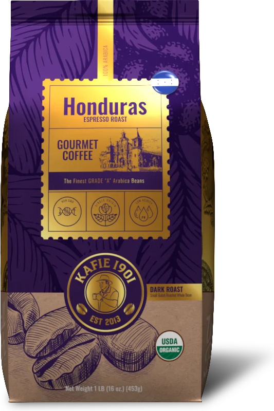 Organic espresso roast whole bean coffee, 1 lb bag, dark roast by Kafie 1901